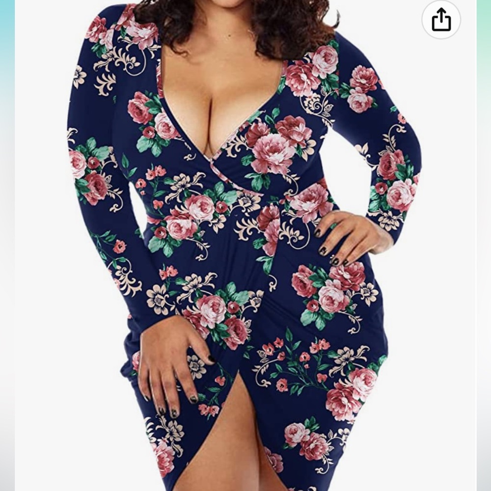 Blue floral long sleeve dress